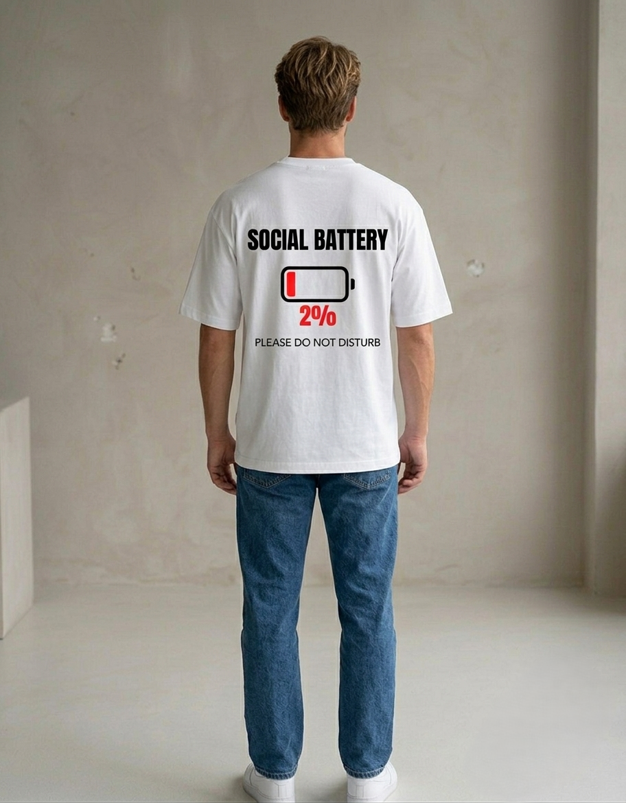 Social Battery 2% Tee - Unisex Oversized Classic T-Shirt