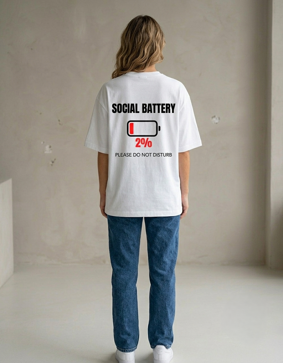 Social Battery 2% Tee - Unisex Oversized Classic T-Shirt